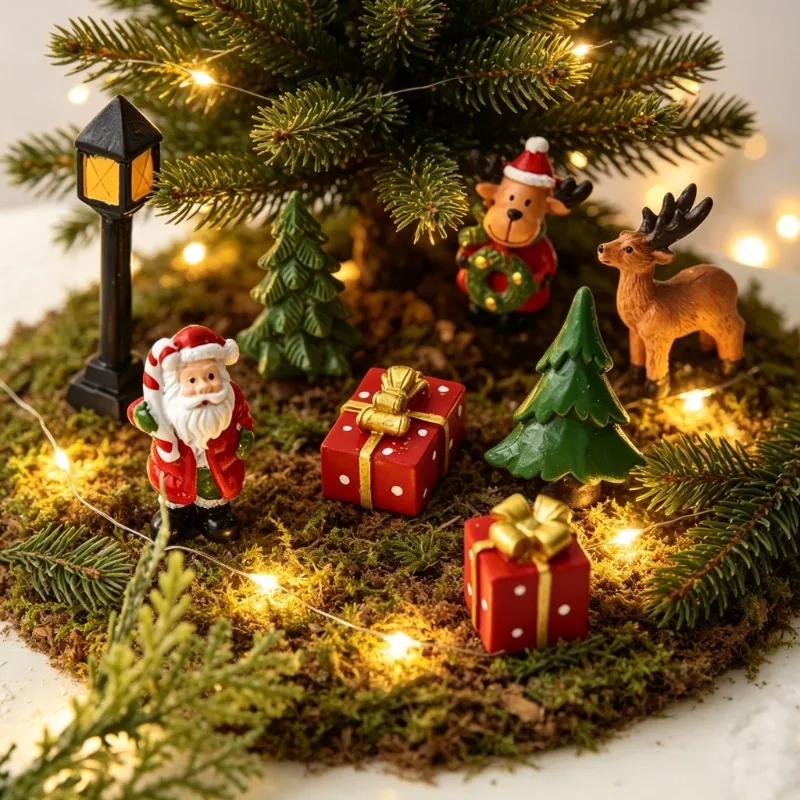 Resin Santa Snowman Christmas Ornaments Mini Mailbox Desktop Figurine Xmas Tree Hanging Decor Holiday Tabletop Decoration