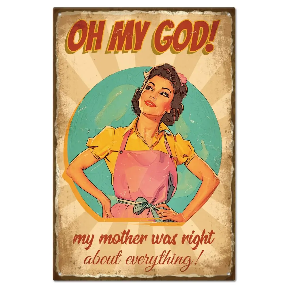  Vintage Pin Up Lady Metal Tin Sign 8×12inch Retro Support Mom Funny Tin Room Door Sign Cave Signs Art Plaque Poster Wall Decor 