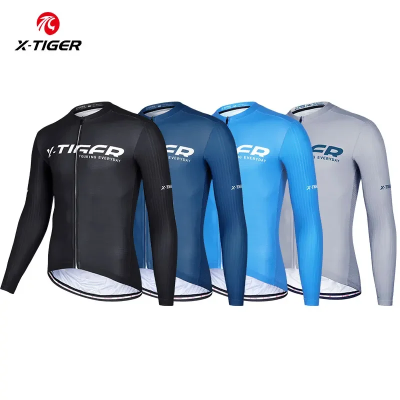 X-Tiger Men Cycling Jersey Long Sleeve MTB Maillot Bike Wear Downhill Jersey High Quality Pro Mountain Bicycle Clothing