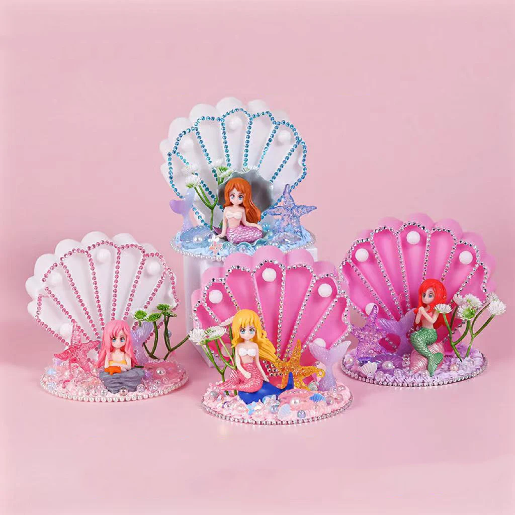 Creative Mermaid Night Light Kids Children DIY Toy Kit Handmade Set Bedsides Shell Lamp For Kid Birthday Gift Bedroom Decoration