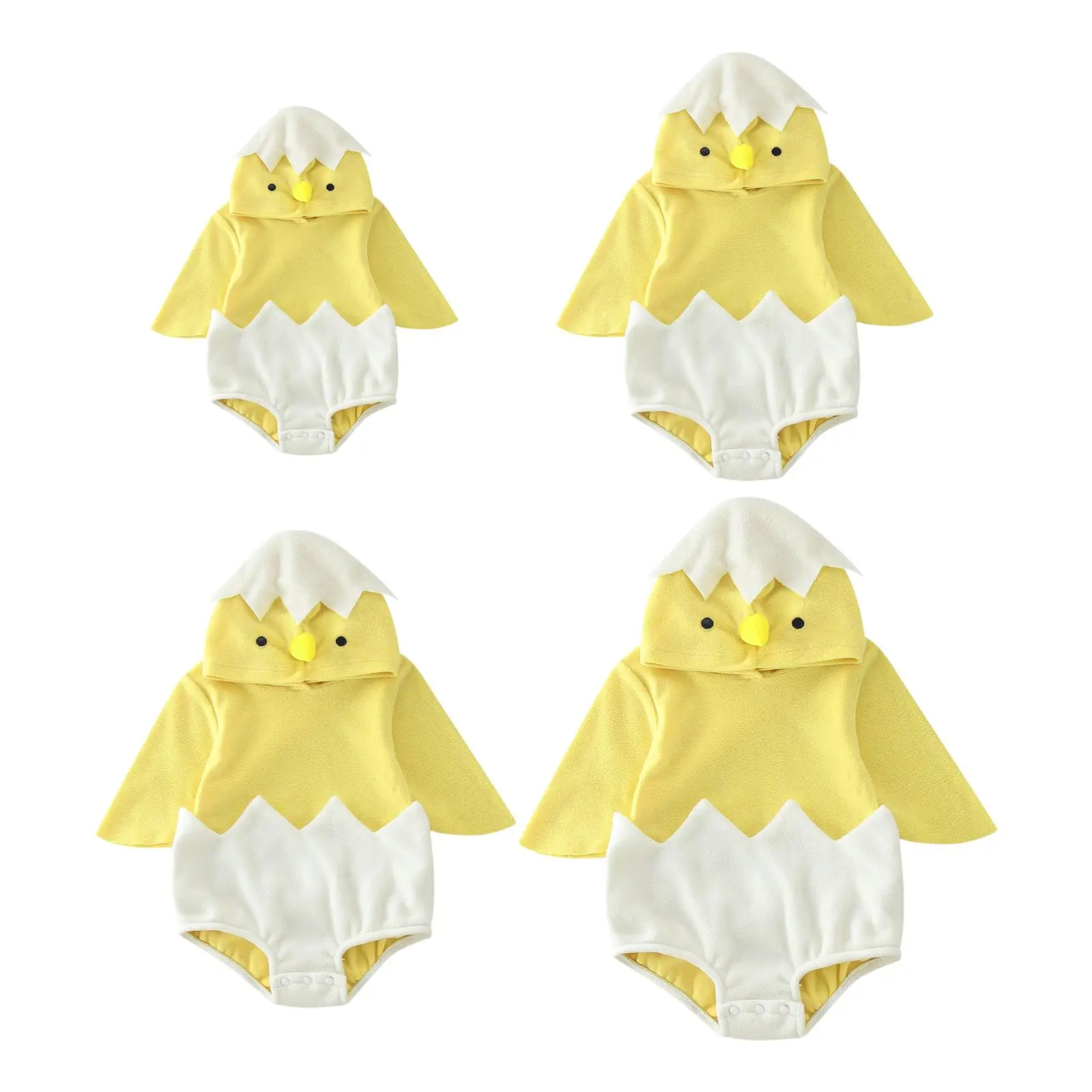 Baby Hooded Romper Bodysuit Soft Role Play Newborn Lightweight Flannel Unisex Photo Props Fancy Dress Halloween Chicken Costume