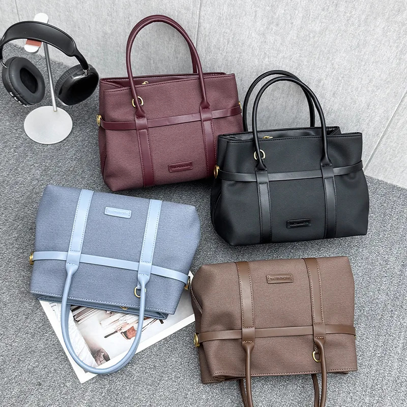 

NEW Luxury Large Capacity pu Leather Tote Bag Women's Handbag Soft nylon Material Open Style Neutral Minimalist Trend