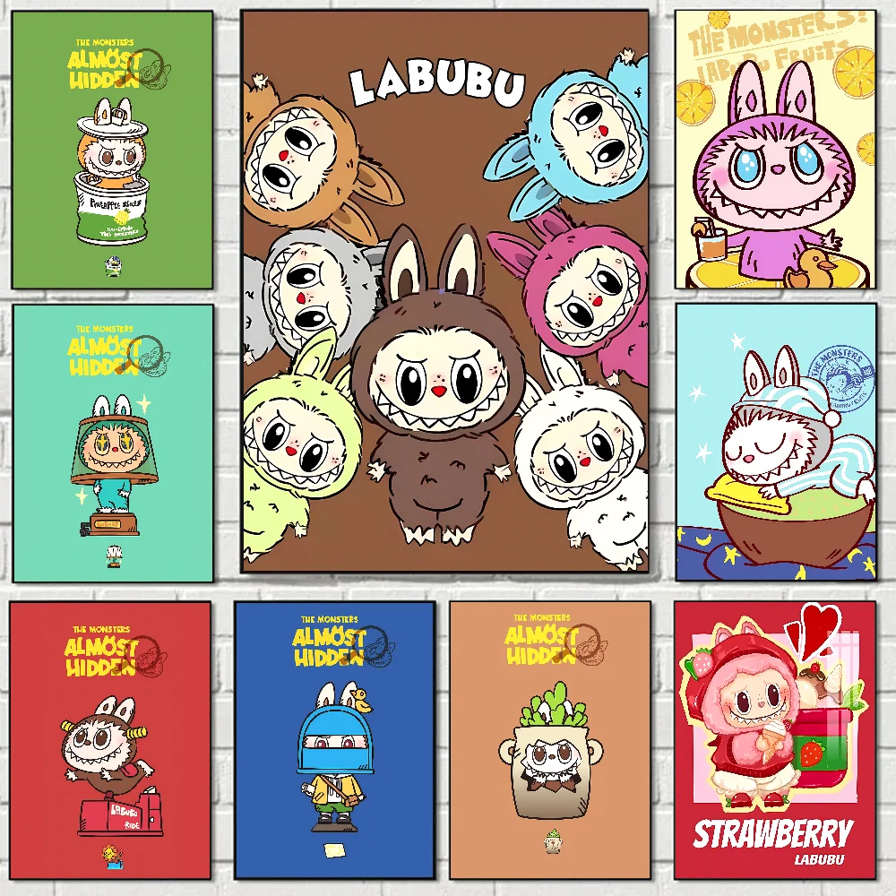 Cartoon L-Labubu Poster Stickers Art Wall Murals Decor Game Room Decor Gifts HD Painting