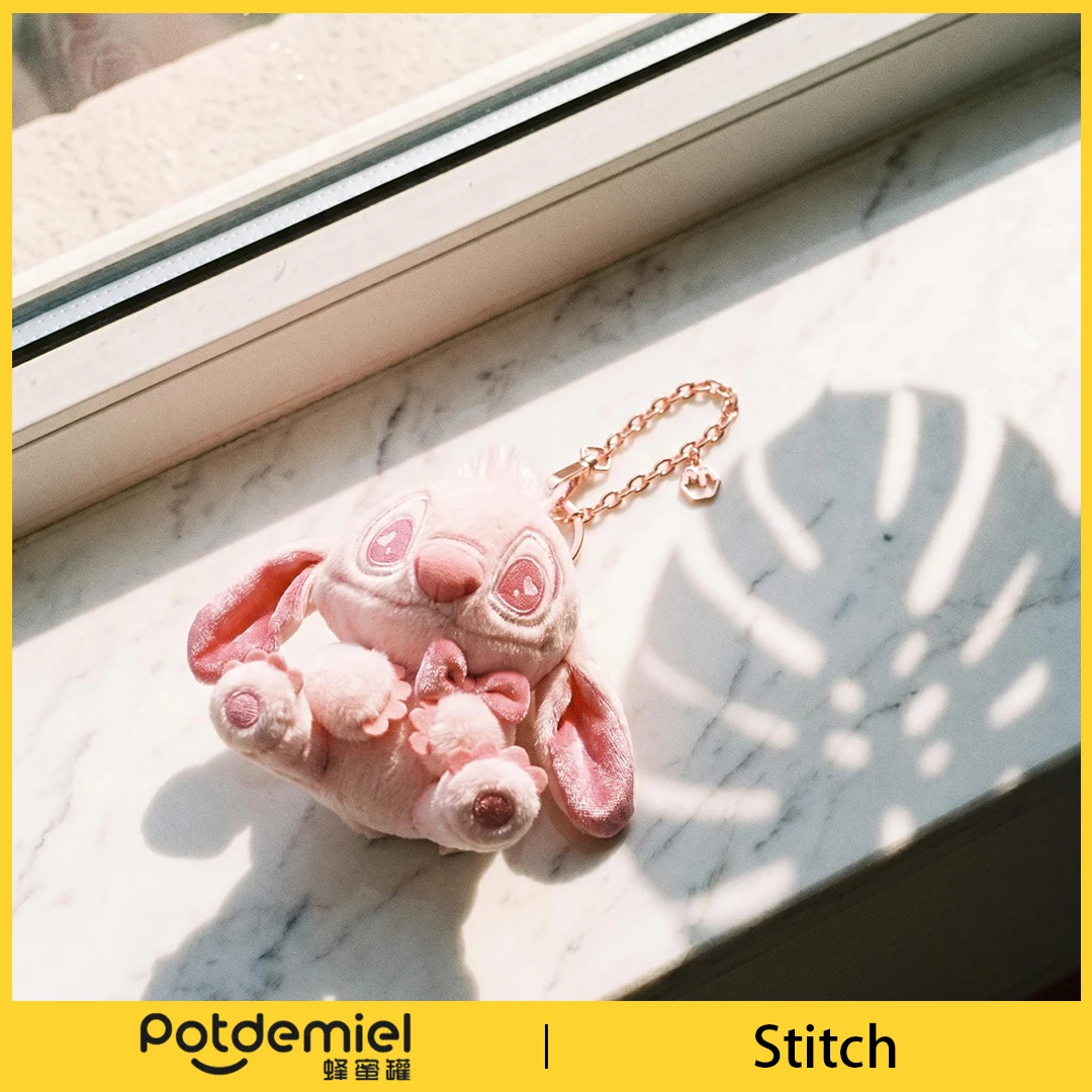 Potdemiel Lilo Stitch Pink Plush Shoulder Bag Charm for Purse Lovely Soft Fuzzy Girls Valentine Birthday Gift Home Decor view 5