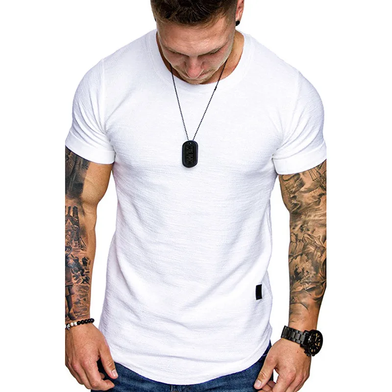 2024 New Summer Bamboo Cotton Men\'s T-Shirt Fashion Crew Neck Casual Short Sleeve T-Shirt Men