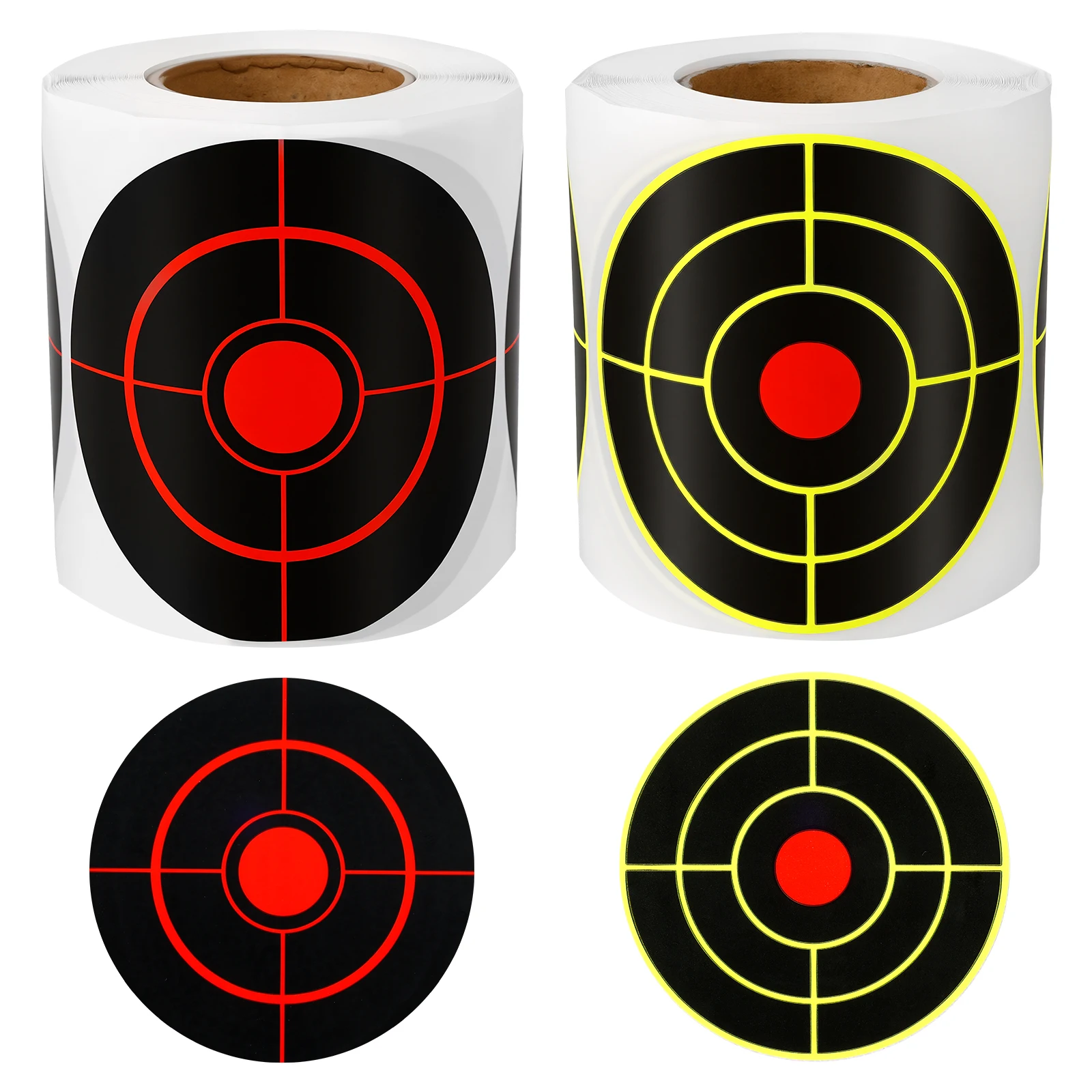 2 Roll Splatter Shooting Target Sticker 75 mm Self Adhesive Yellow Red Bullseye Target Paper for Archery Dart Slingshot Target