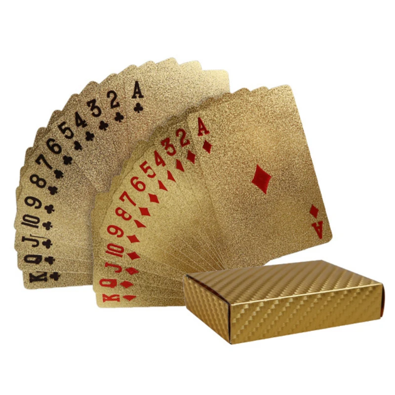 

55pcs Gold foil playing cards gold plastic waterproof Golden poker party game creative durable waterproof magic card