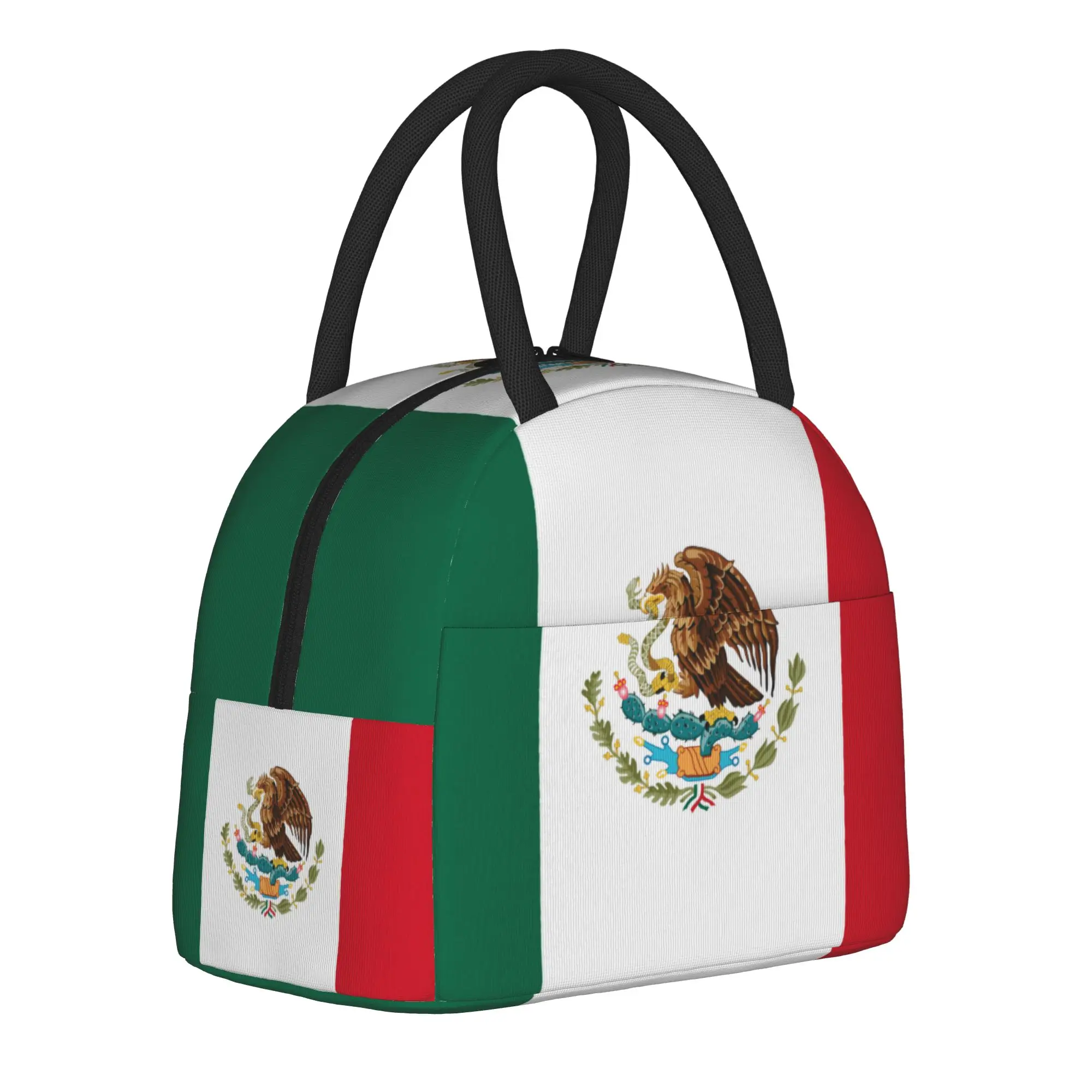 

Flag of Mexico Mexican Flag Insulated Lunch Bags Cooler Bag Reusable Portable Tote Lunch Box Food Handbags Beach Outdoor