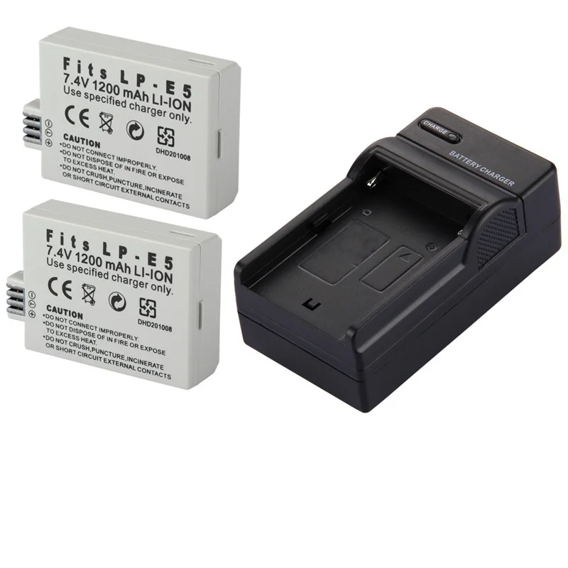 1200mAh LP-E5 LP E5 Li-ion Camera Battery For Canon EOS 450D 500D 1000D Kiss X2 X3 F Rebel XS XSi T1i Rechargeable Battery