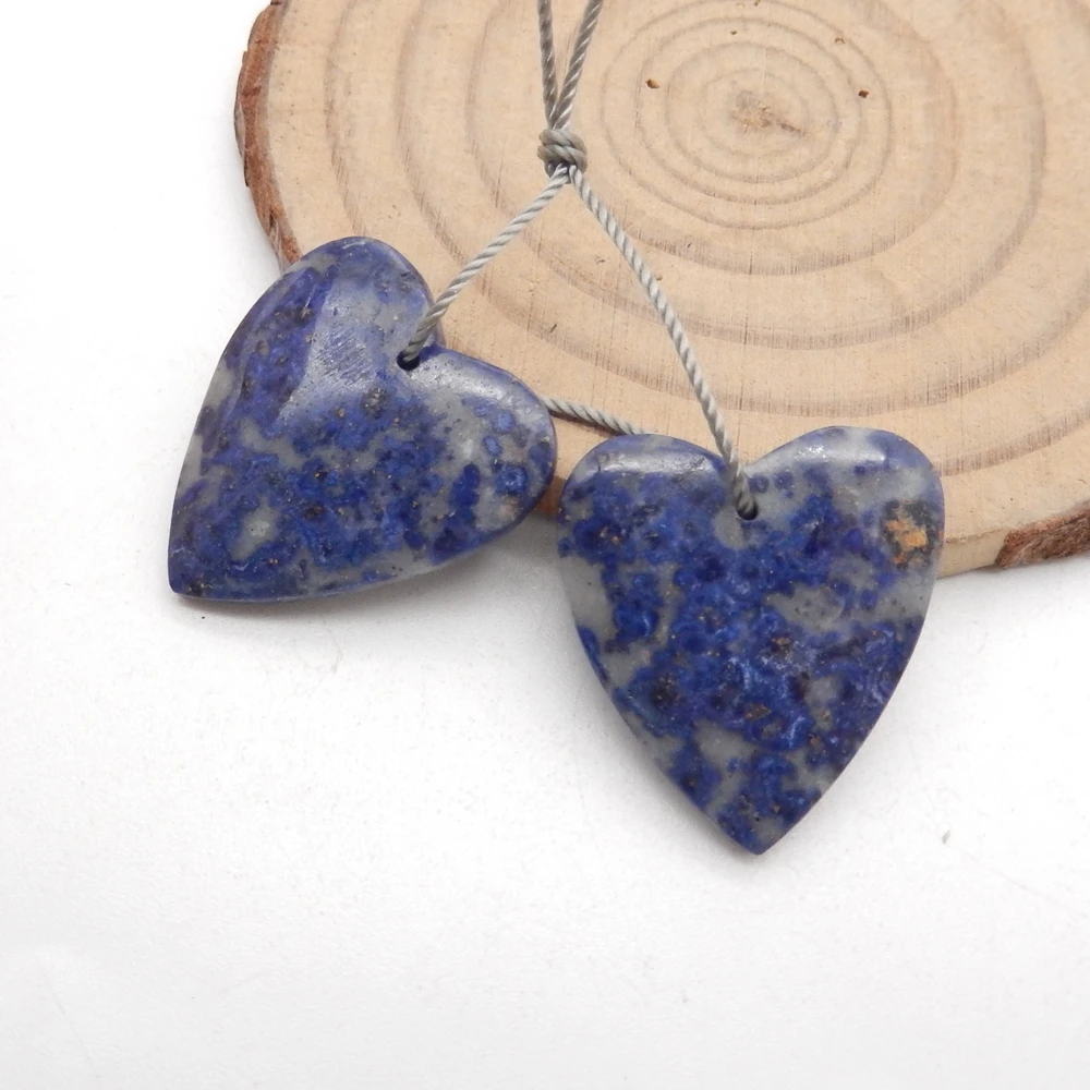 Natural Blue Spot Jasper Heart-Shaped Earring Beads For Womens,Unique Gift DIY Earring Semiprecious Stone