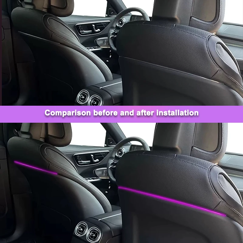 Upgraded 64-Color LED Seat Back Ambient Light For Mercedes-Benz C/E/GLC W205 W213 X253 With OEM Ambient Sync