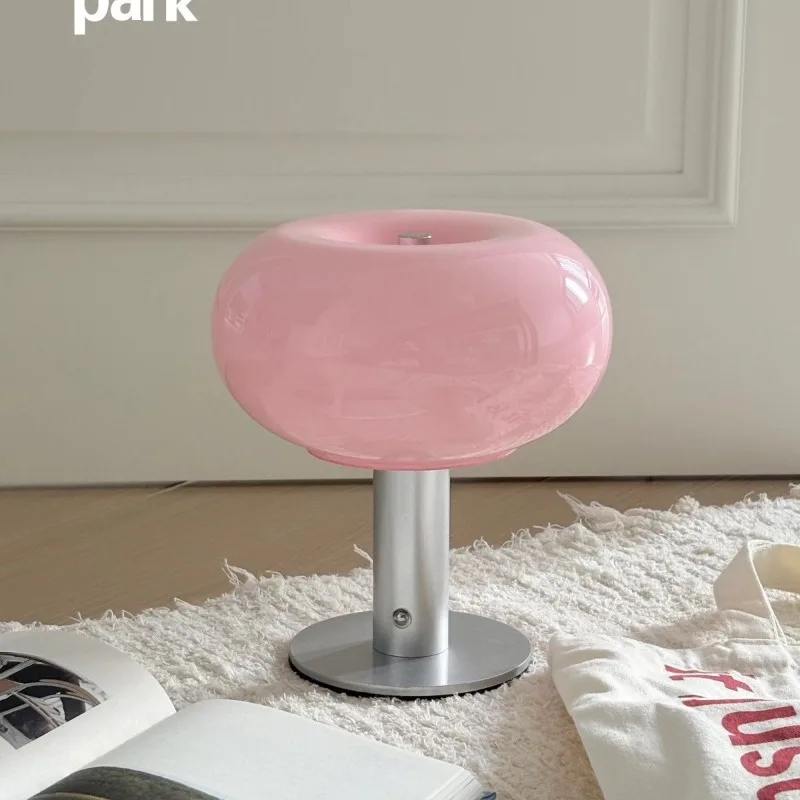 Dopamine wireless charging desk lamp, medieval glass bedroom bedside lamp