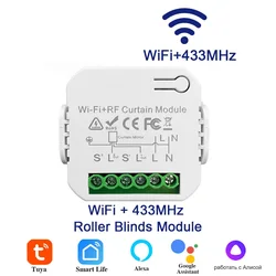 Tuya-WiFi Smart Curtain Module RF433 Switch Controllers for Roller Blinds Shutter Motor Smart Life App Support Google Home Alexa