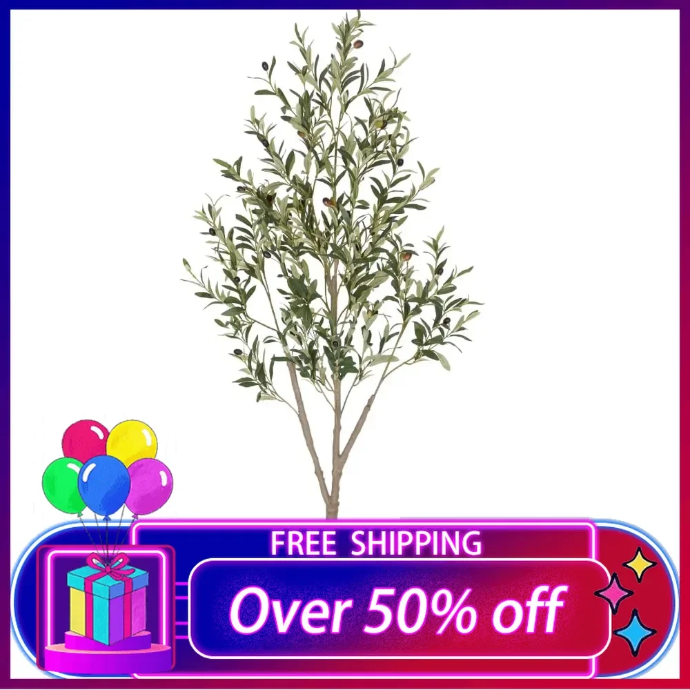 

Indoor 5FT Tall Faux Olive Tree with White Tall Planter, Artificial Plants with Natural Wood Trunk and Lifelike Fruits