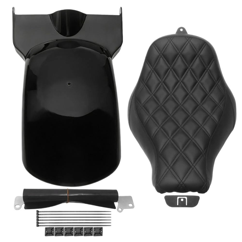 Motorfiets Achterspatbord Met LED Licht + Solo Seat Driver Kussen Spatbord Cover Voor Harley Davidson Softail Fat Boy Breakout 2018 + - afbeelding 2