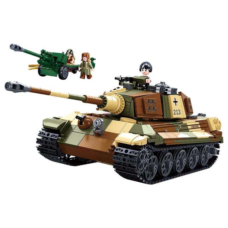 930PCS Sluban WW2 Military Weapon Panzer VIB Tiger II King Tiger Heavy Tank Building Blocks Kids Boys DIY Bricks Toys Gifts