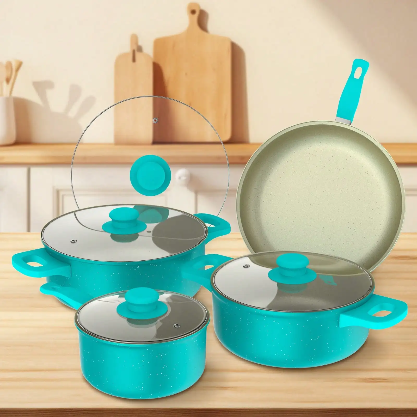 13 Piece Deluxe Non-Stick Cookware Set - Pan Induction Cookware Set Premium Kitchen Utensils Essentials, Outdoor Set Perfect For Home Cooking And Meal Preparation Kitchen Cookware Gifts For Family And Friends, Holiday Gifts  sh25060488332368677