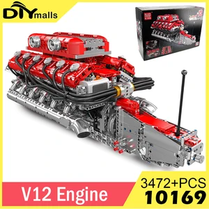 MOULD KING 10169 V12 Model Mesin Kit Blok Bangunan Mobil Sport 3472 Buah Mainan Perakitan Blok Puzzle Penggerak Motor Hadiah Natal 6 model mesin penjualan terbaik v12 - №