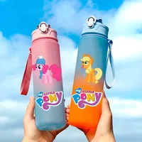 L 750ML My Little Pony Cartoon Large Capacity Water Cup Portable Gradient Plastic Water Bottle Kids Outdoor Sports Water Bottle
