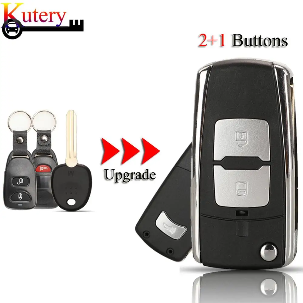 jingyuqin Upgrade Folding Car Key Shell For Hyundai Elantra Sonata Tucson For Kia Sportage Sedona 2+1Buttons Remote Case Cover