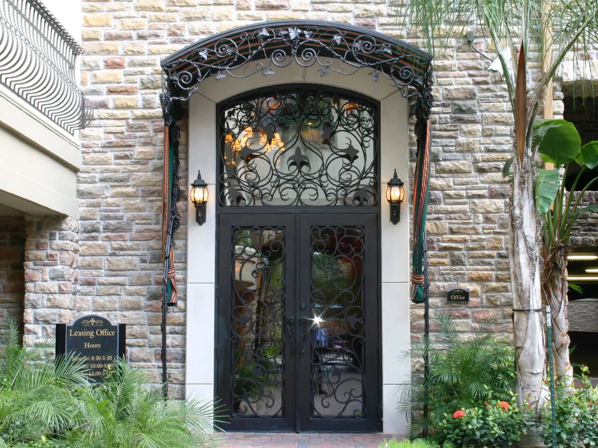 Modern Luxury 6FT/8FT Wrought Iron Front Entry Door Double Security Swing Style with Finished Surface