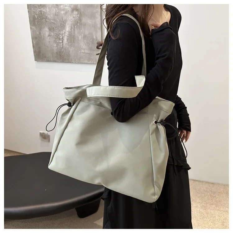 Canvas-Nylon-Tragetasche mit Kordelzug, große Kapazität, Handtasche, Alltagstasche, lässige Handtaschen, Umhängetaschen für Frauen, Arbeit, Pendeln – Detail 16