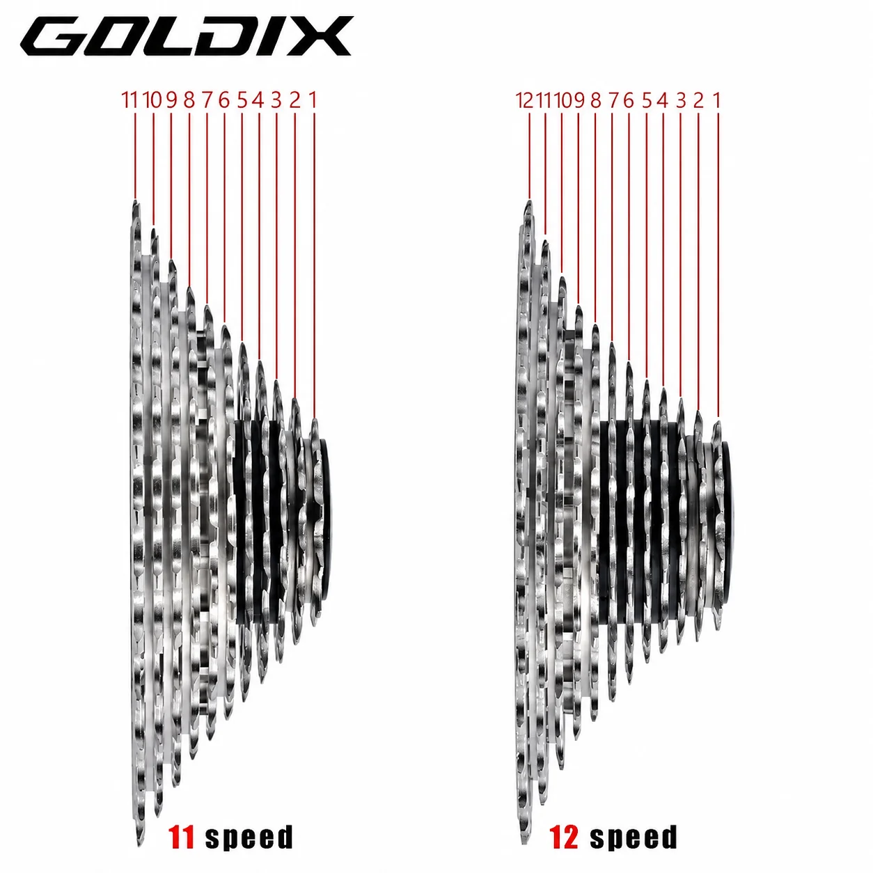 GOLDIX Ultralight Road Bike Cassette 11/12 Speed 28T/32T/34T/36T CNC Freewheel HG Structure Cassette 11V 12V for Shimano HG