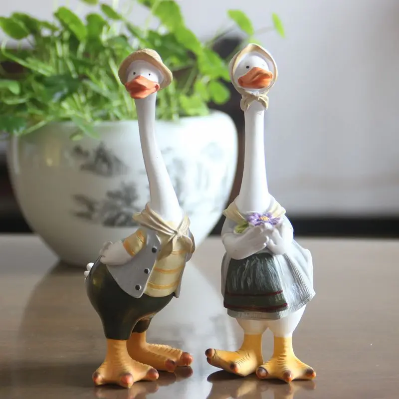 Personality Resin Creative Simulatlon Duck Doll Model Statue Figurine Garden Ornament Crafts Home Office Table Decoration Gifts