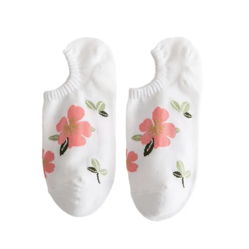 Flower Print Socks Women Socks Flower Print Women's Low-cut Socks Stylish Odor-free Sweat-absorbent Boat Socks for Ladies