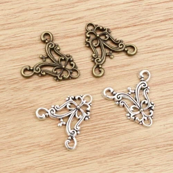 30pcs 21x21mm Antique Silver Plated Bronze Flower Butterfly Style Connector Charm Pendant DIY Jewelry Supplies Findings