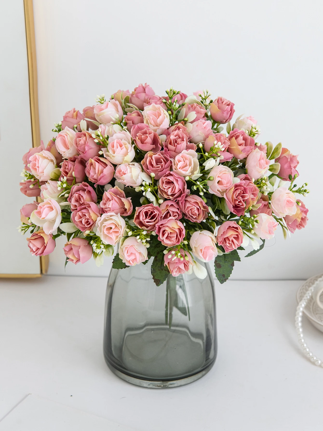 Künstliche Blumen, rote Seidenrosen, Brautsträuße, für Zuhause, Party, Büro, Vase, Tischdekoration, für den Außenbereich, Garten, Hof, Hochzeit, DIY-Geschenkkranz – Detail 3