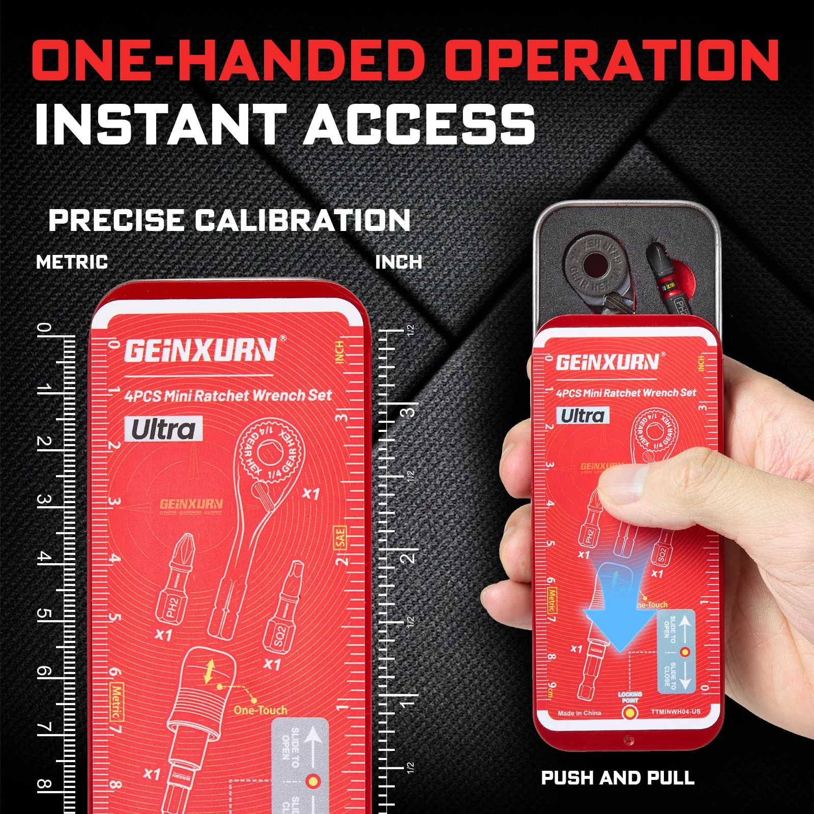 Geinxurn Mini Ratchet Screwdriver Set, S2 Screwdriver, Impact