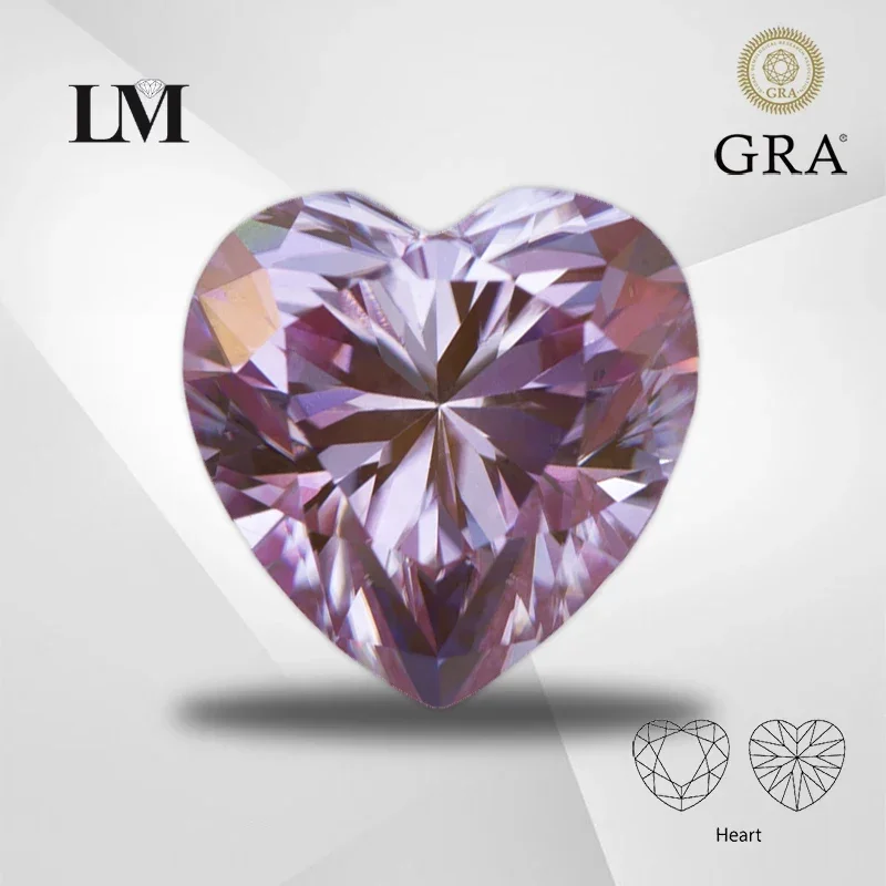 Moissanite Stone Heart Shape Sakura Pink Color VVS1 With GRA Certificate Pass Diamond Tester Charms Top Jewelry Making Materials