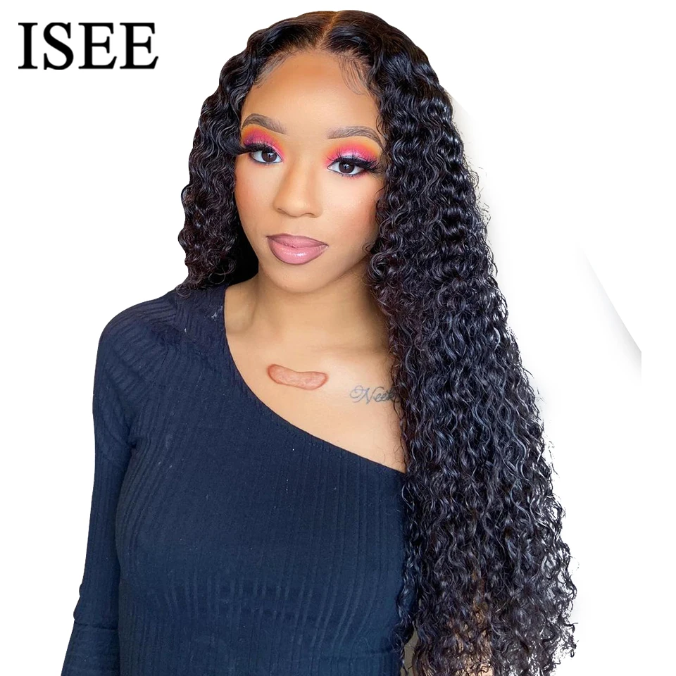 

Kinky Curly Wear Go Wig PreBleached Knots HD Lace Glueless Human Wigs ISEE HAIR Ready To Go Pre Cut Lace PrePlucked Hairline Wig