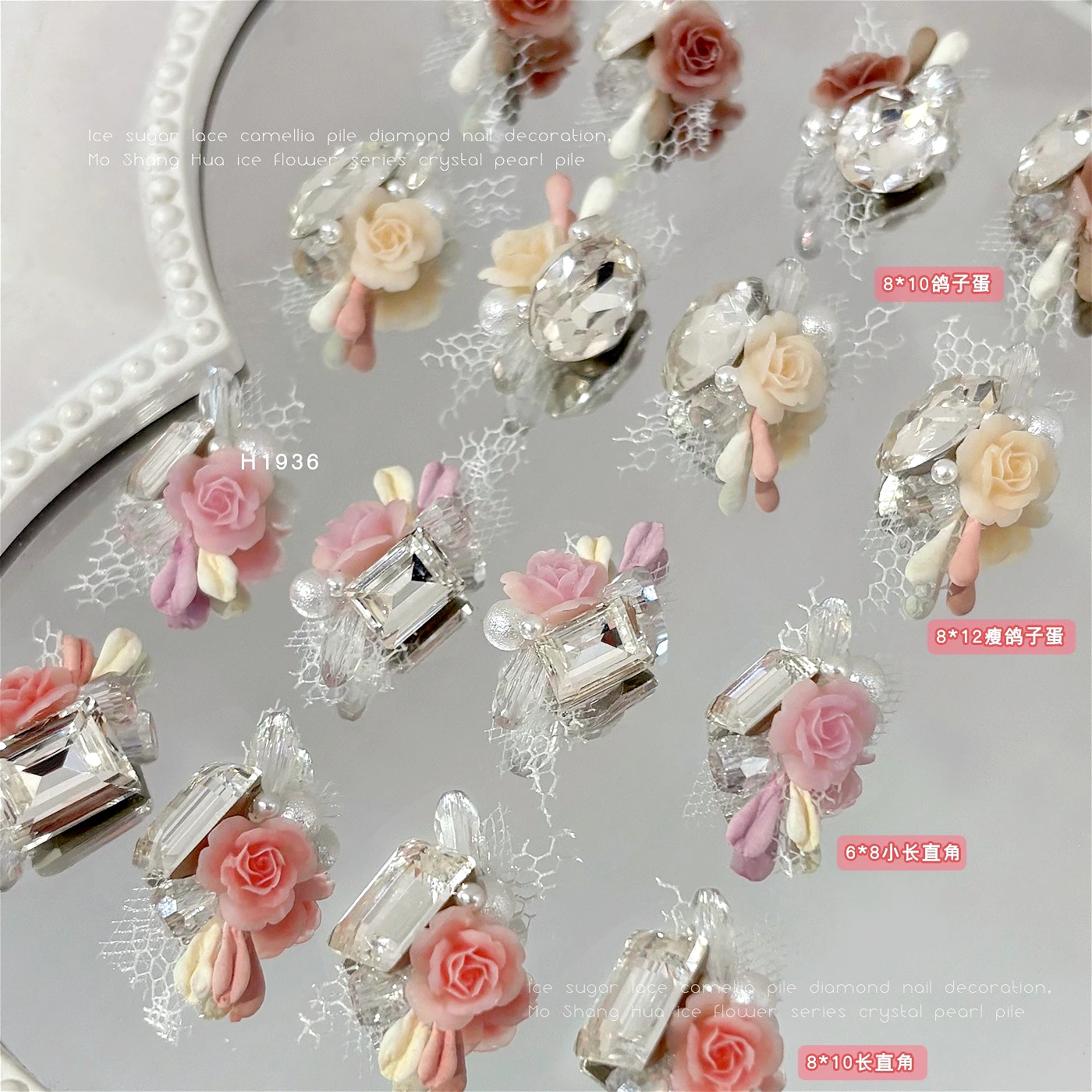 Delicado laço camélia flor pilha cristal geométrico strass pérola bowknot rosa charme decorações da arte do prego acessórios ferramentas