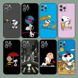 Cartoon S-Snoopys Phone Case For iPhone 15,14,13,12,11,Plus,Pro Max,XS,X,XR,SE,Mini,8,7 Soft Silicone Black Cover