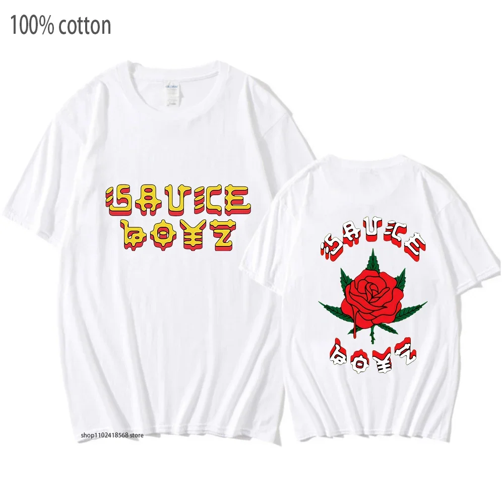 Eladio Carrion Sauce Boyz T-Shirts Monarca 100% Cotton Anime Casual Kawaii Manga Tshirt Cartoon Clothes Women Streetwear Men Tee