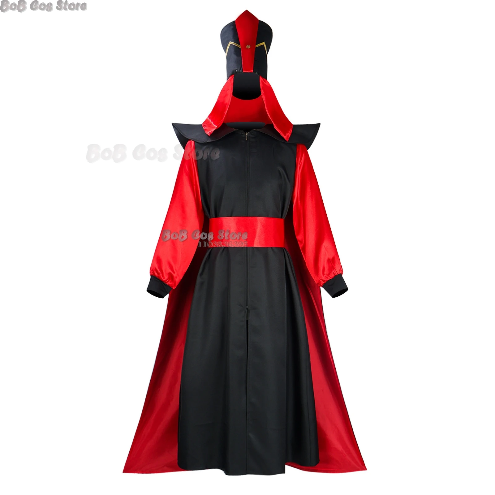 Anime Film Sprookjesachtige Tovenaar Jafar Cosplay Kostuum Arabische Rode Outfits Set Halloween Fancy Pak Feesthoed Schurk Baard Rollenspel