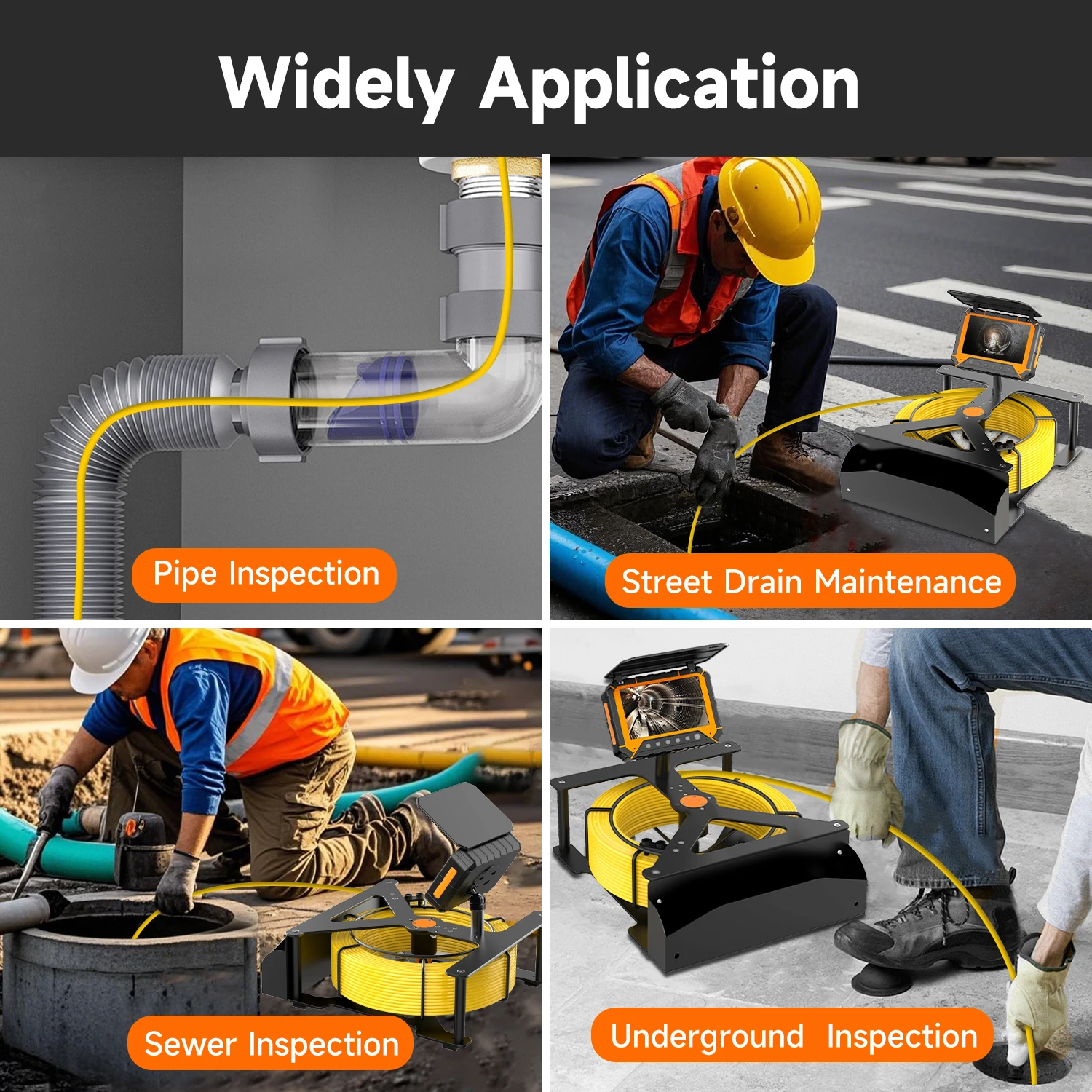 SYANSPAN Pipeline Inspection Camera 5-inch High-Definition 32GB DVR Pipeline Endoscope 10200mAh Battery 23mm Diameter Camera