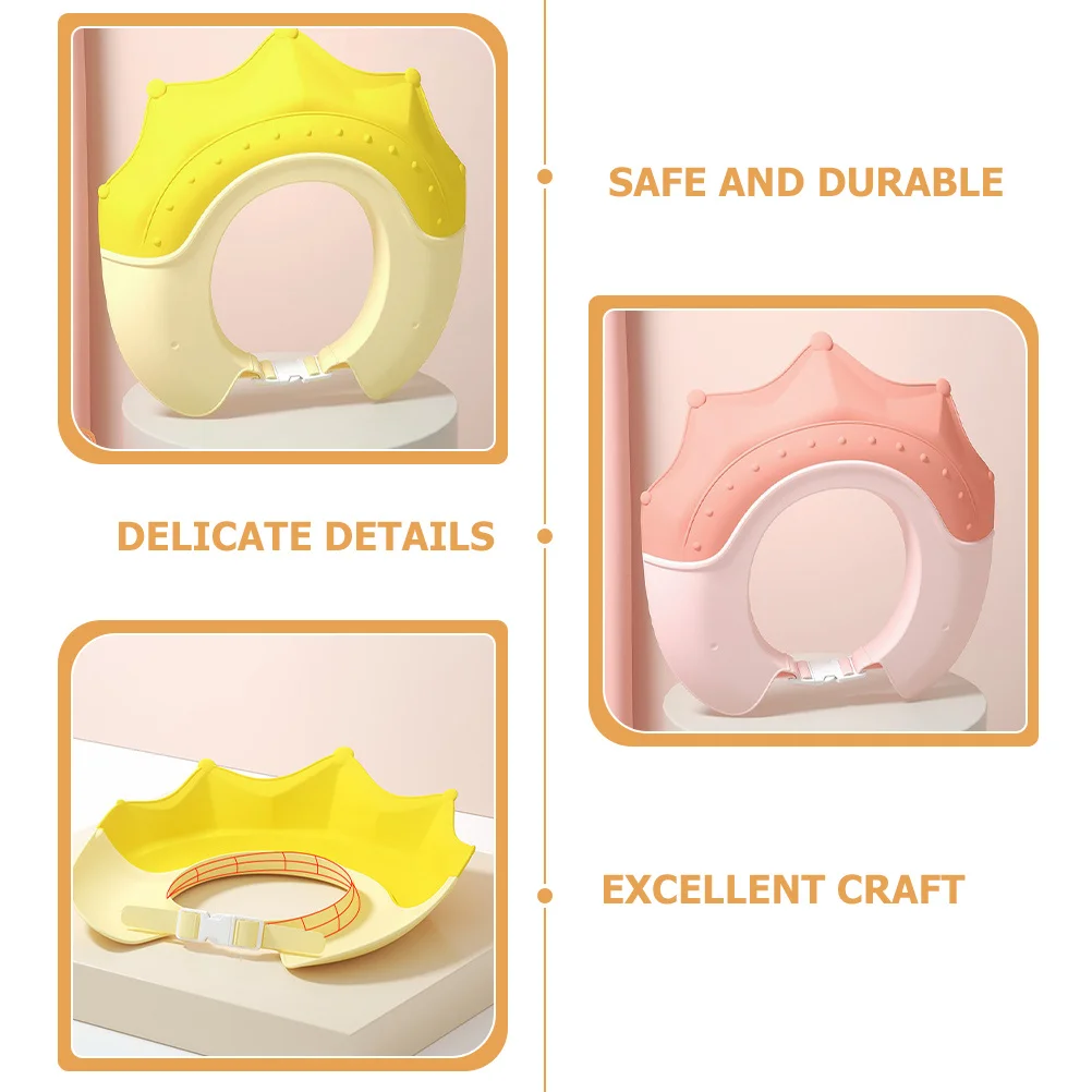 

2pcs Silicone Baby Shower Cap Adjustable Soft Waterproof Kids Bath Hat For Toddler Hair Washing Showering Supplies