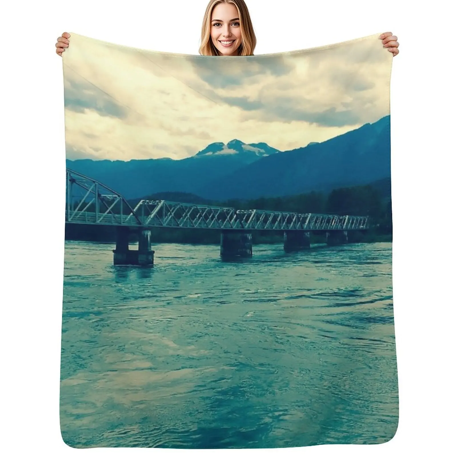 

Train Bridge in Revelstoke, Canada. Throw Blanket Warm Comfortable Blanket Gift for Parents Friends
