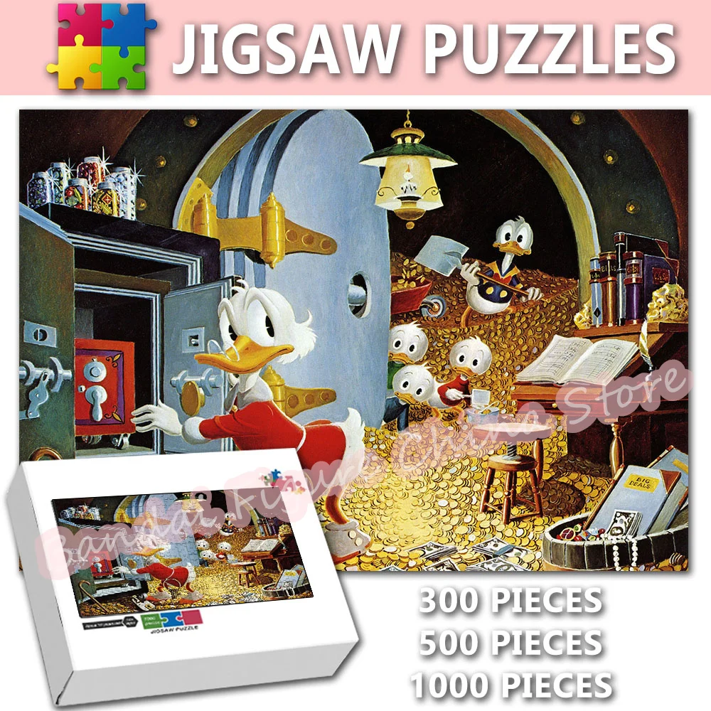 

Disney Jigsaw Puzzle 300/500/1000 Pieces Donald Duck Uncle Scrooge Cartoon Print Puzzle Family Game Gifts Kids Christmas Gifts