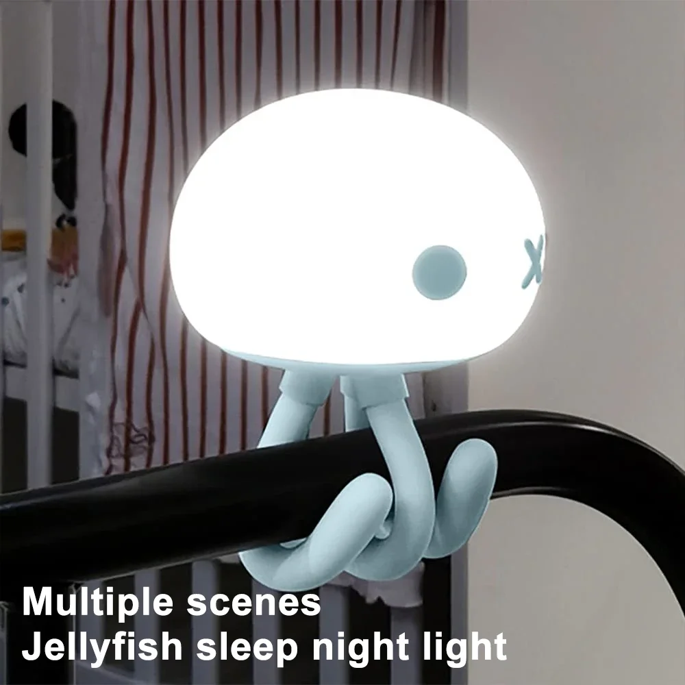 LED Night Lamp Creative Cute Jellyfish Light Baby Kid Bedroom Sleep Eye Care Atmosphere Silicone Night Light Touch Sensor Lights