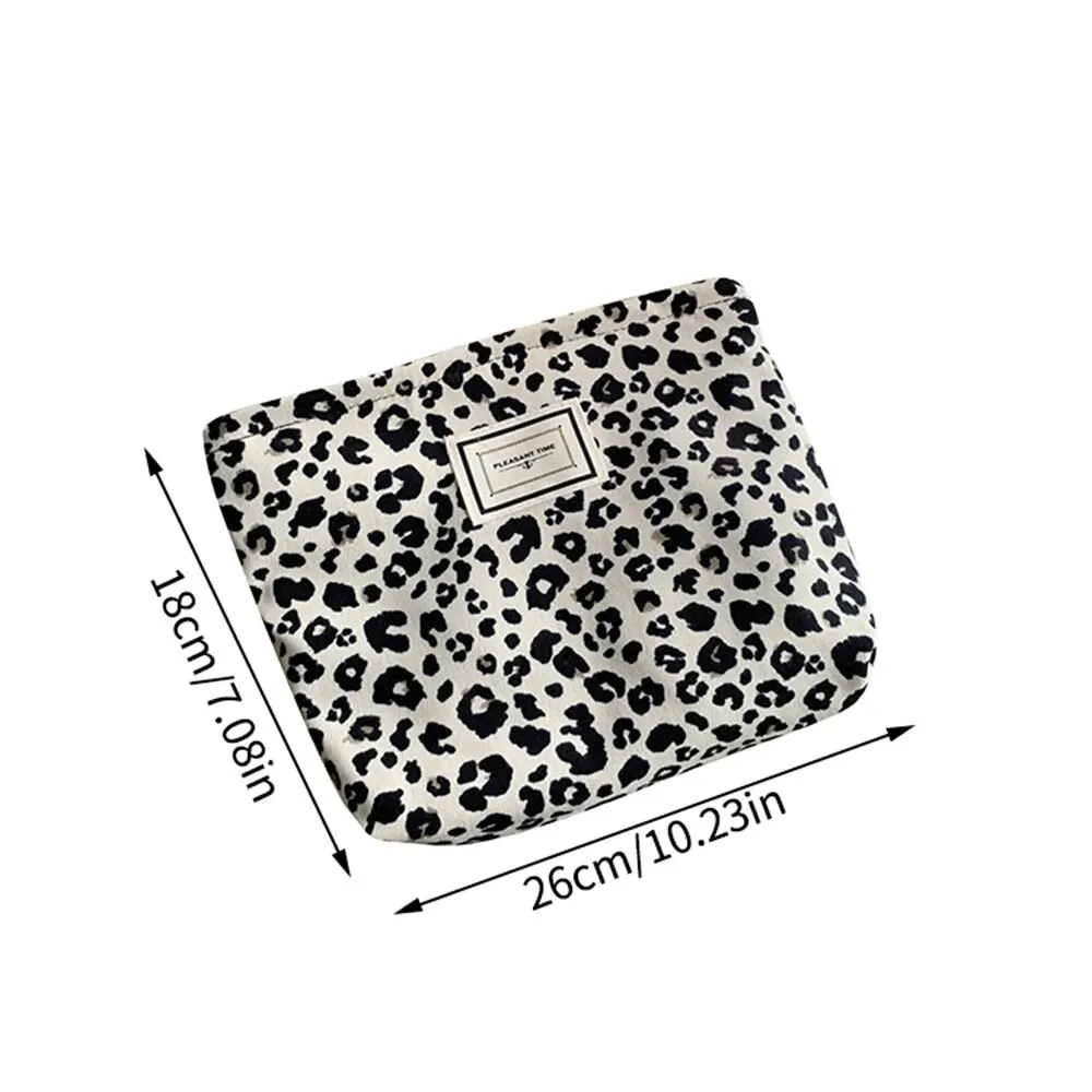 Fashionable Leopard Print Western Style Makeup Bag Portable Canvas Mobile Phone Bag Hand Held Bag Minimalist Storage Bag