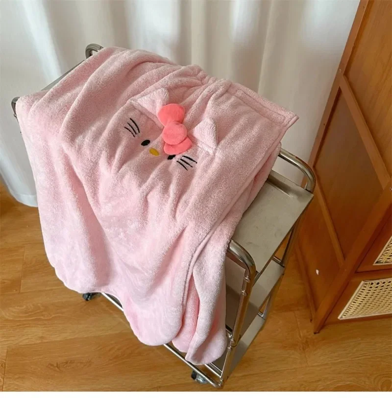 Sanrio Hello kitty bath towel, bath skirt, towel drying hair cap, three-piece set, cute large bathrobe, home couple kawaii gift
