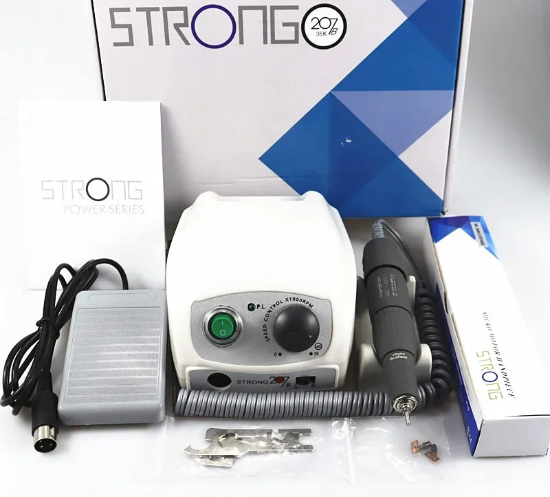 Trapano elettrico per unghie 35000 giri/min, scatola di controllo Strong210/ 207B SDE-H37L1 35K manico Manicure Pedicure lima per unghie, attrezzatura per Nail Art