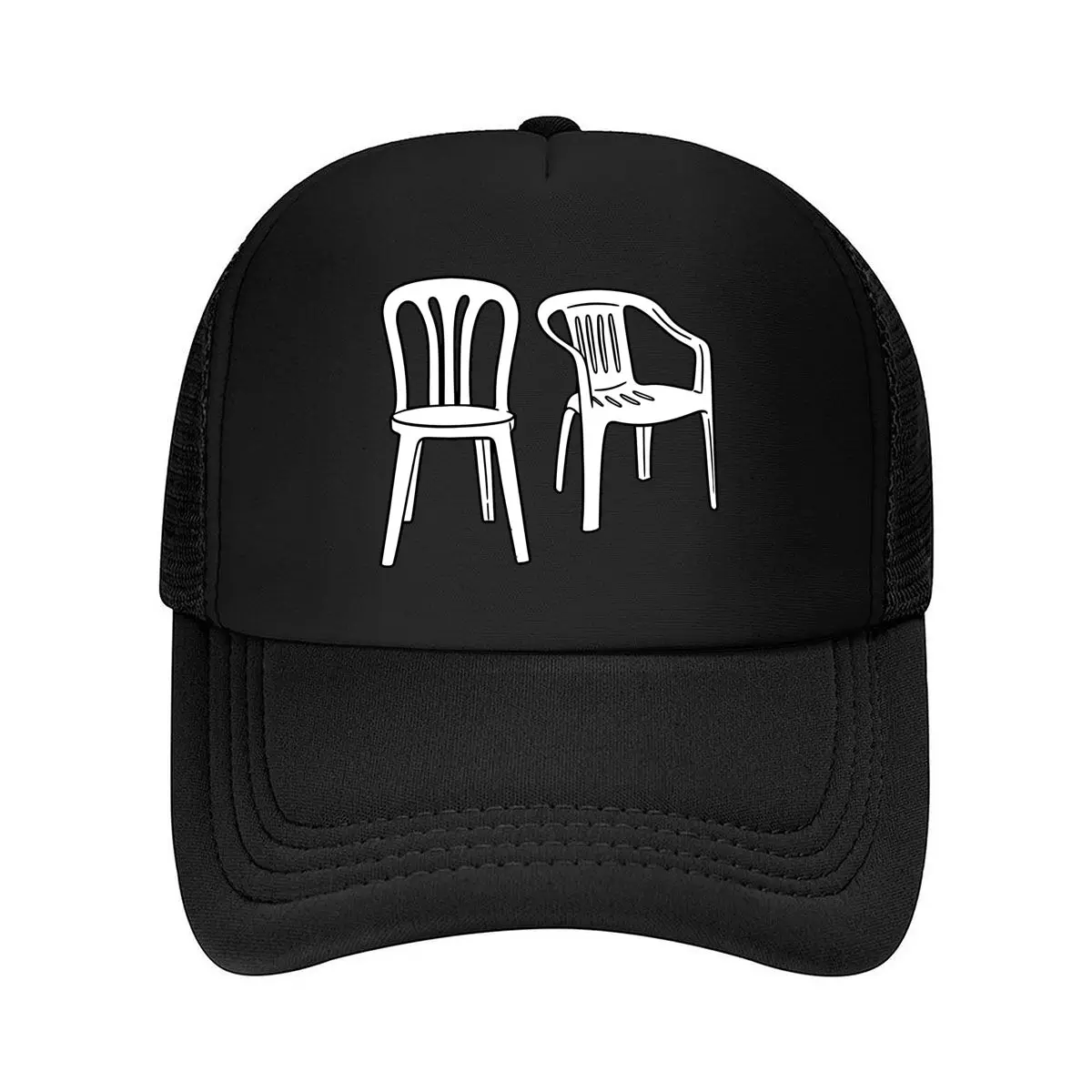 Minimalist Chair Pair Black Line Illustration Mesh Baseball Cap Hip Hop