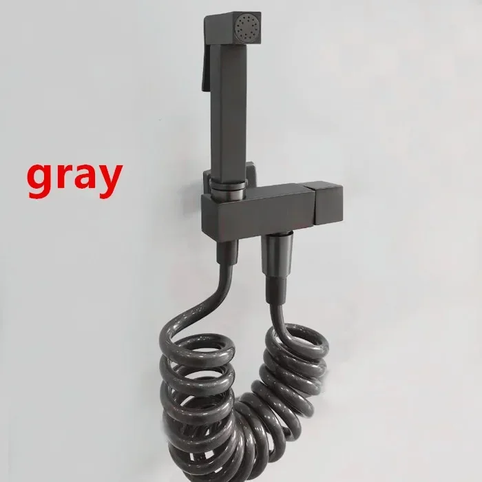 Gunmetal gray Bidet Sprayer Faucets Mixer Gunmetal Gray Single Cold Toilet Valve Handheld Hygienic Shower Head Wash Car Pet Taps
