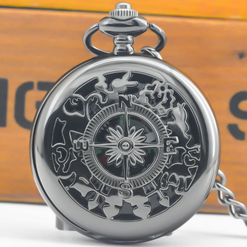 Vintage Pocket Watch Case Steampunk Compass Gift Quartz Chain Series Men's And Women's Commemorative