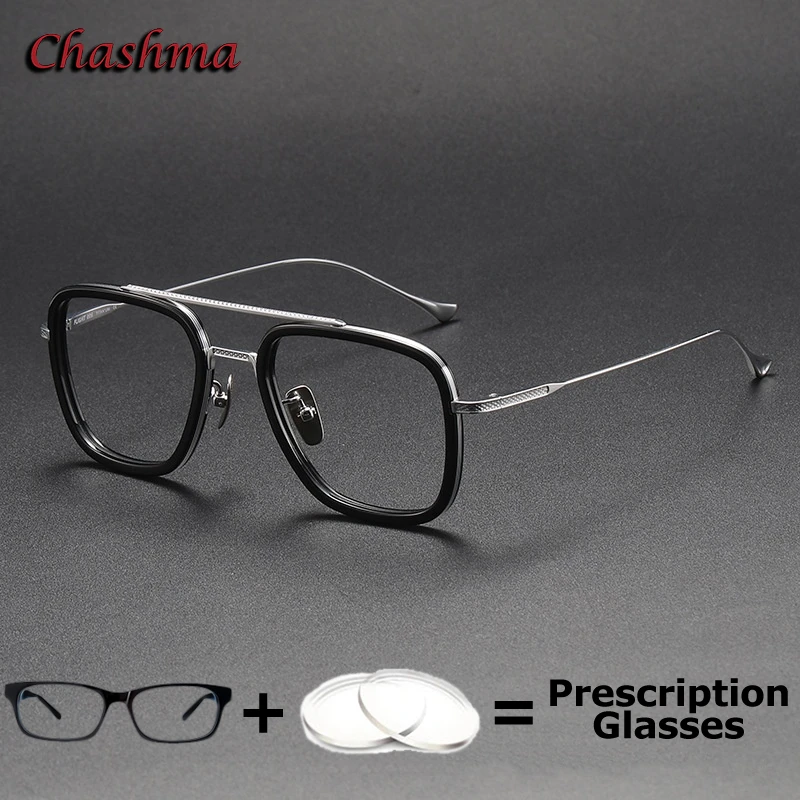 Men Pure Titanium Optical Prescription Glasses Wide Multifocal Progressive Lenses Fashion Oversize Spectacle for Men